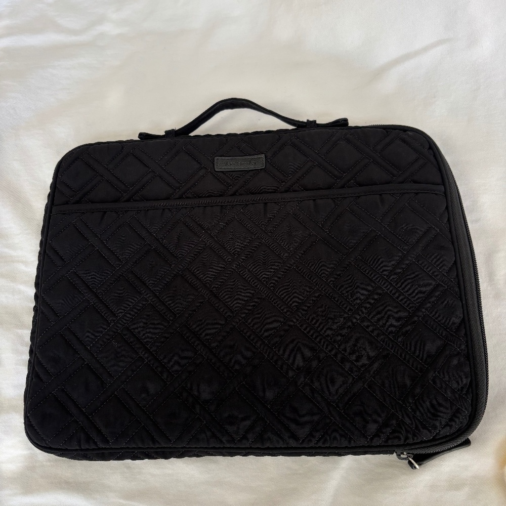 Vera Bradley Black Quilted Laptop Zipper Case with Pocket